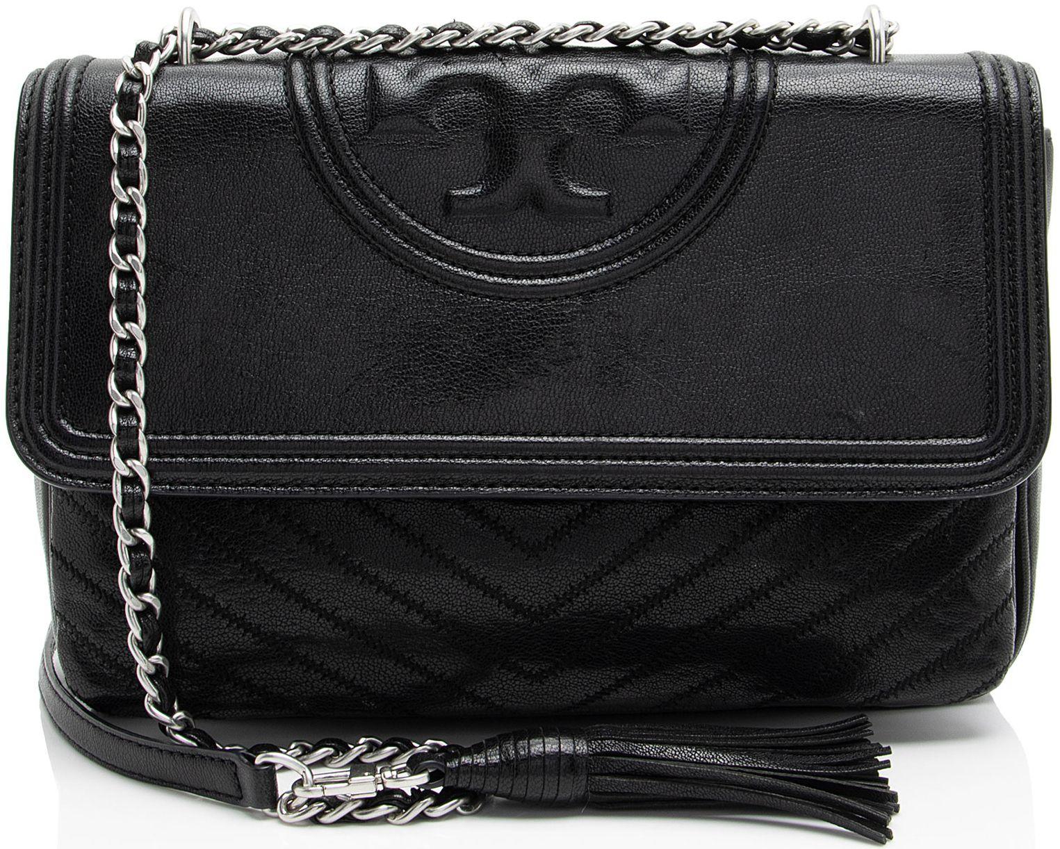 Tory Burch  Leather Fleming Shoulder Bag - Black - Leather - Excellent