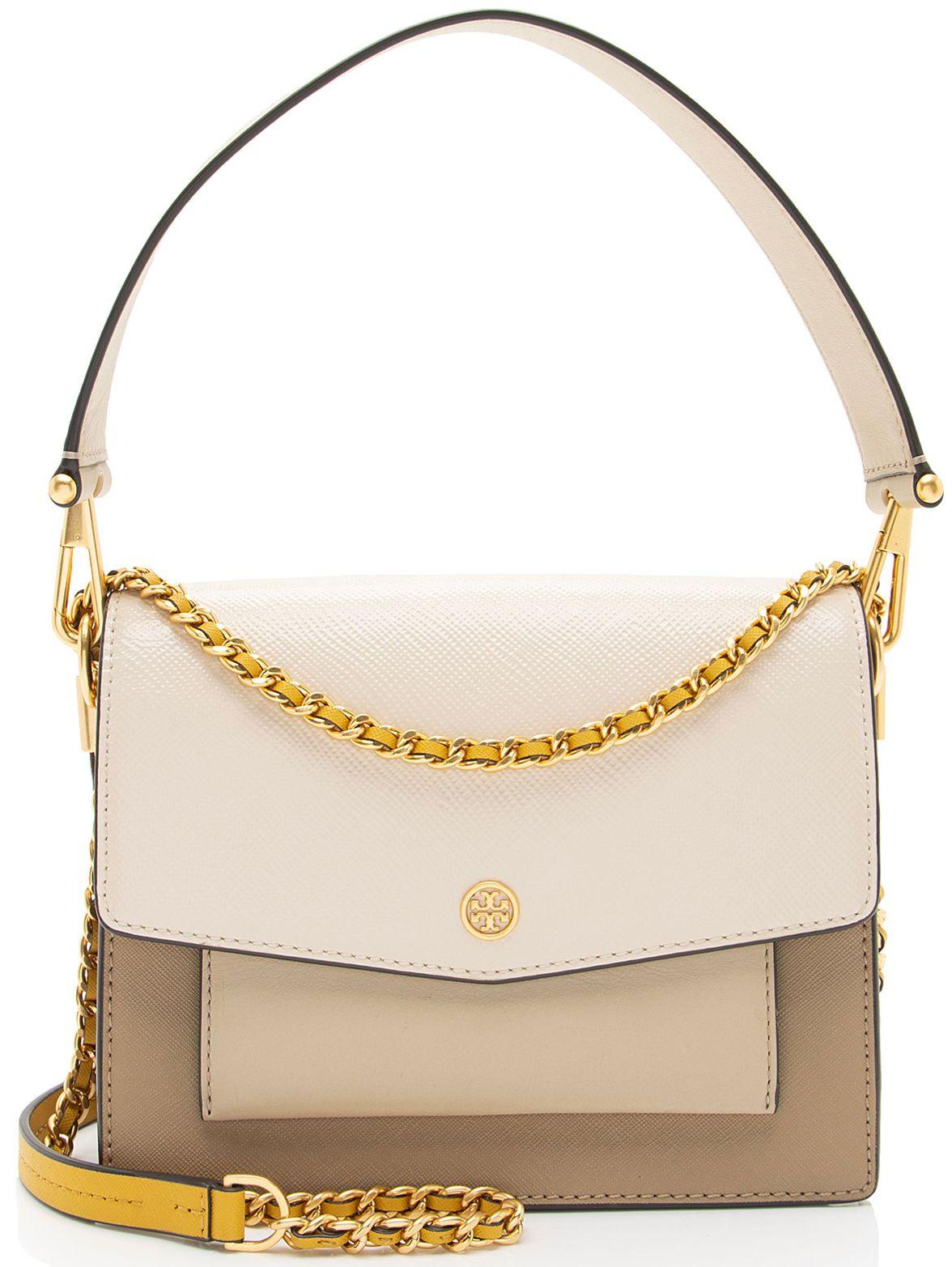 Tory Burch  Leather Robinson Top Handle - Beige/White/Yellow - Leather - Excellent