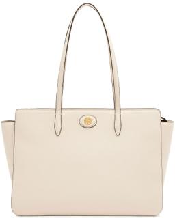 Tory Burch Leather Robinson Tote - Leather - Beige