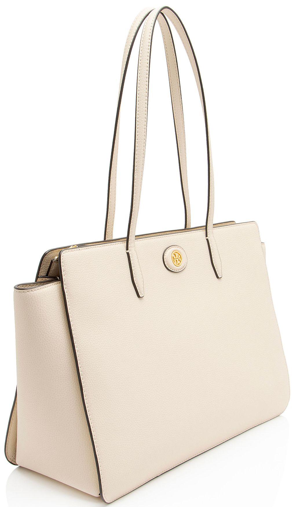 Tory Burch Leather Robinson Tote - Leather - Beige