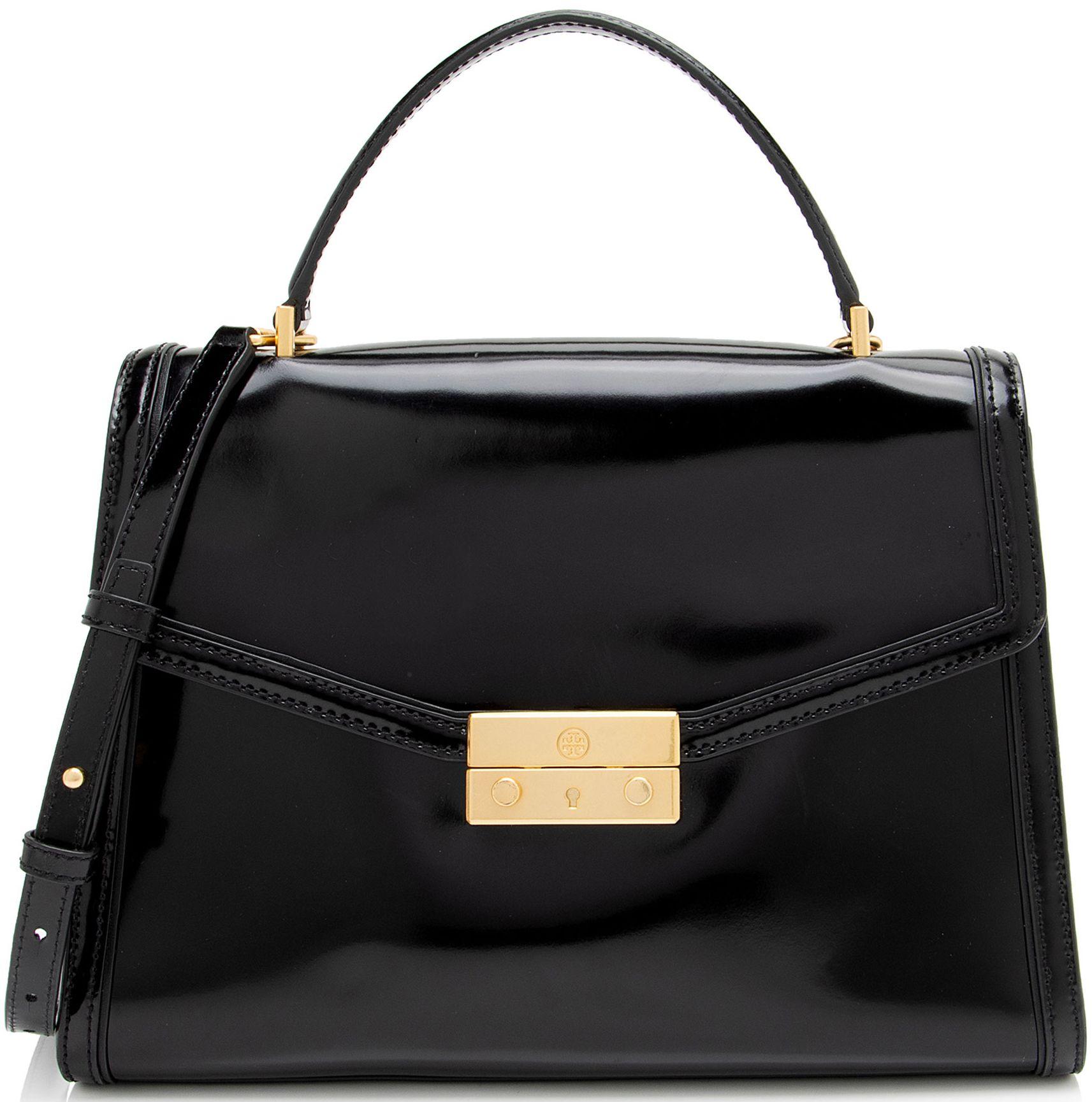 Tory Burch  Patent Leather Juliette Top Handle - Black - Patent Leather - Excellent
