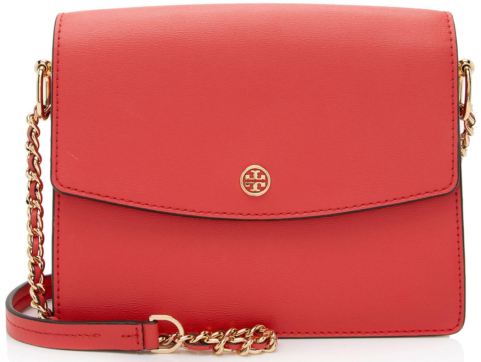 Tory Burch  Saffiano Leather Robinson Shoulder Bag - Orange/Red - Leather - Excellent