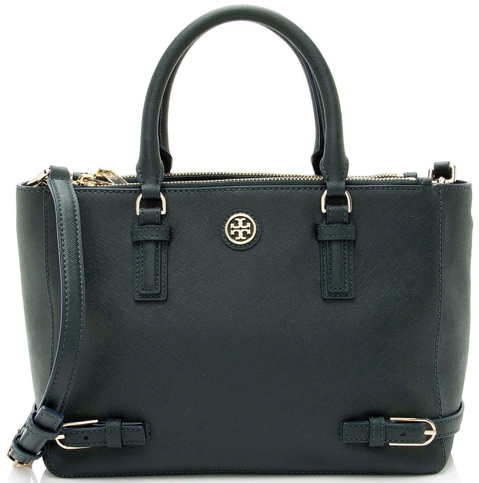 Tory Burch  Saffiano Robinson Small Multi Tote - Green - Leather - Good