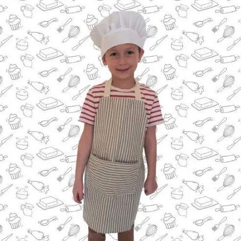 Tovla Jr. Kids Cookbook | Cooking Apron and Hat - White/Grey