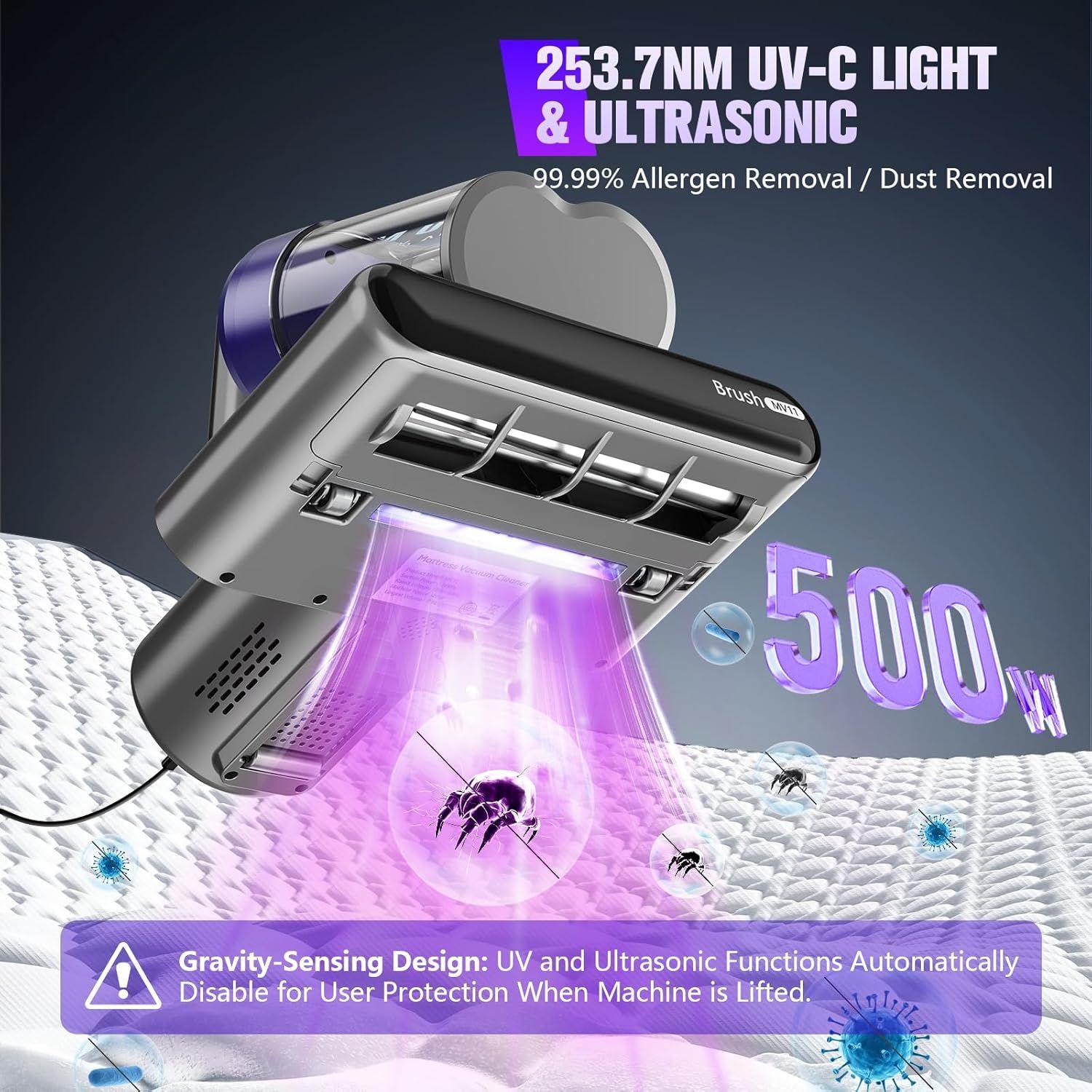 UZK MV11-02 Mattress Vacuum Bed Vacuum with UV-C Light - Black