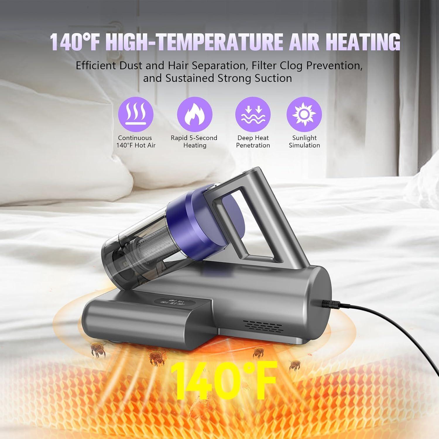 UZK MV11-02 Mattress Vacuum Bed Vacuum with UV-C Light - Black