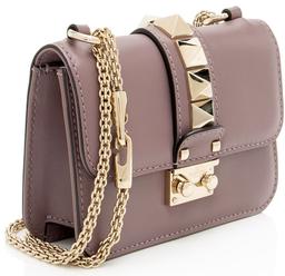 Valentino Leather Glam Lock Mini Shoulder Bag - Leather - Purple