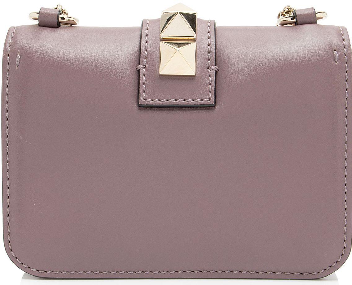 Valentino Leather Glam Lock Mini Shoulder Bag - Leather - Purple