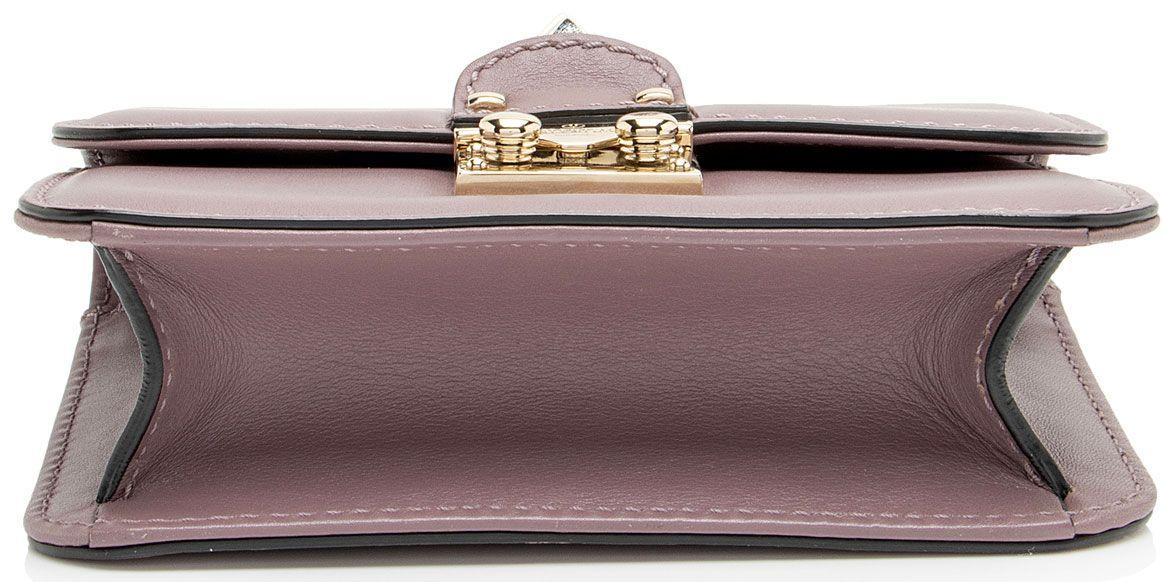 Valentino Leather Glam Lock Mini Shoulder Bag - Leather - Purple