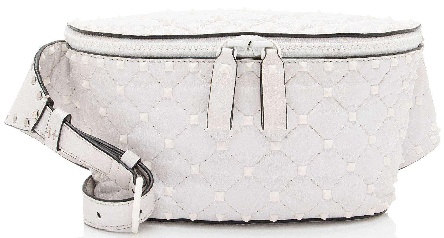 Valentino  Leather Rockstud Spike Belt Bag - White - Leather - Excellent
