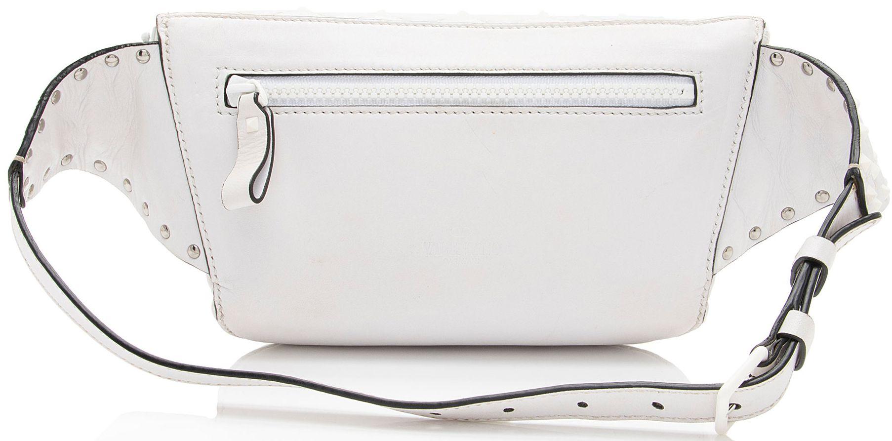Valentino Leather Rockstud Spike Belt Bag - Leather - White