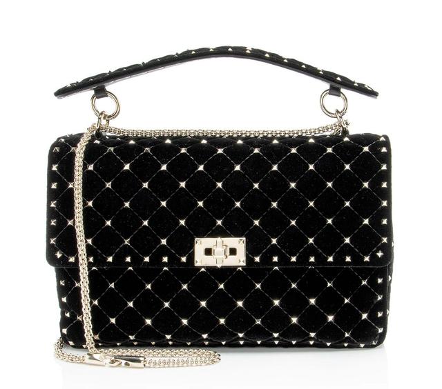 Valentino Velvet Rockstud Spike Up Shoulder Bag