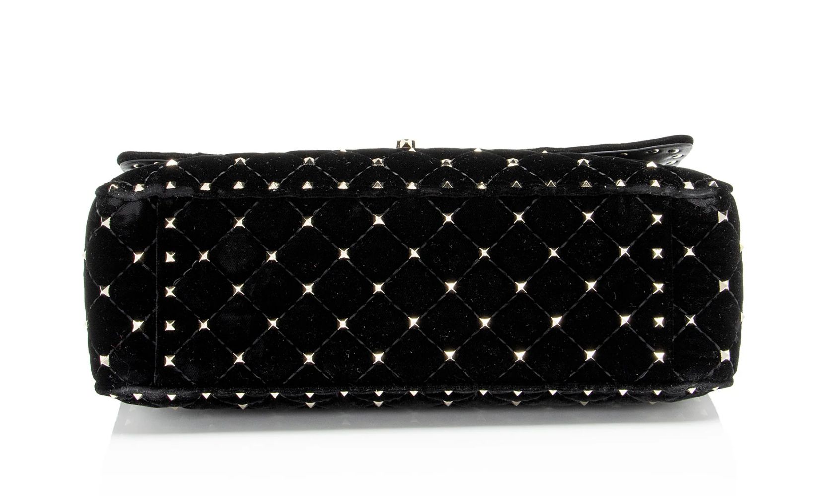 Valentino Velvet Rockstud Spike Up Shoulder Bag - Velvet - Black