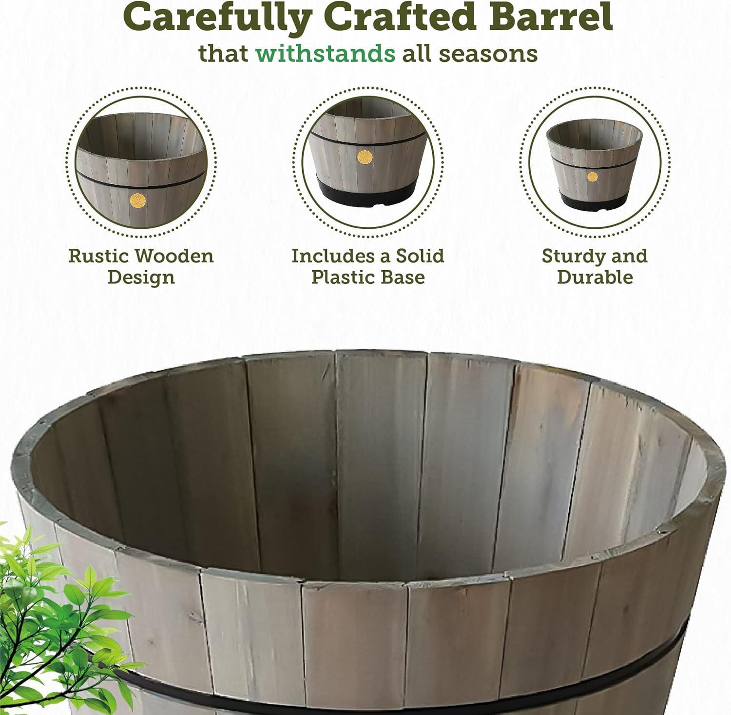 VegTrug Build a Barrel Kit Planter 46cm - Gray Wash
