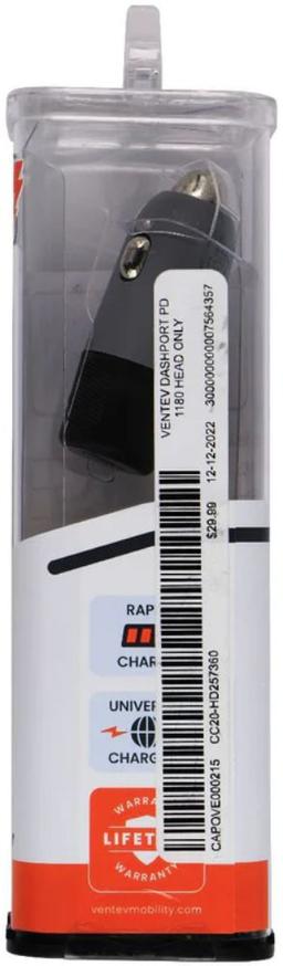 Ventev 20W DashPort R1240 USB C Car Charger - Dark Grey