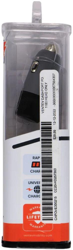 Ventev  20W DashPort R1240 USB C Car Charger - Dark Grey - Brand New