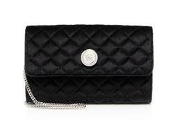 Versace Velvet Quilted Medusa Wallet On Chain - Velvet - Black