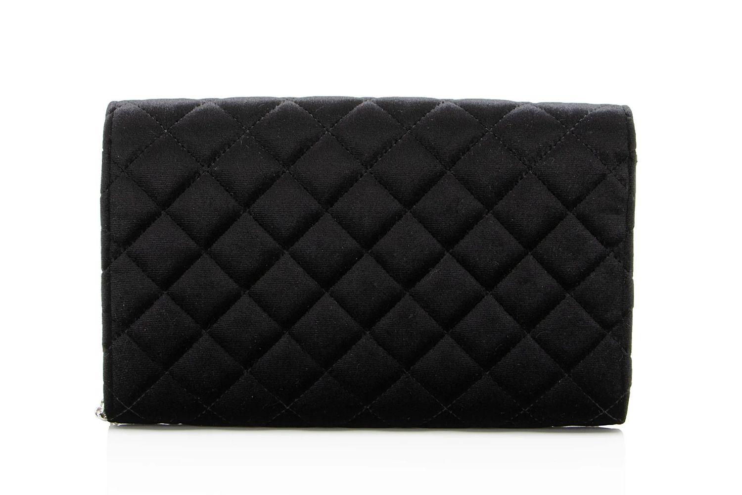 Versace Velvet Quilted Medusa Wallet On Chain - Velvet - Black