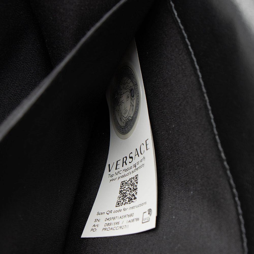 Versace Velvet Quilted Medusa Wallet On Chain - Velvet - Black