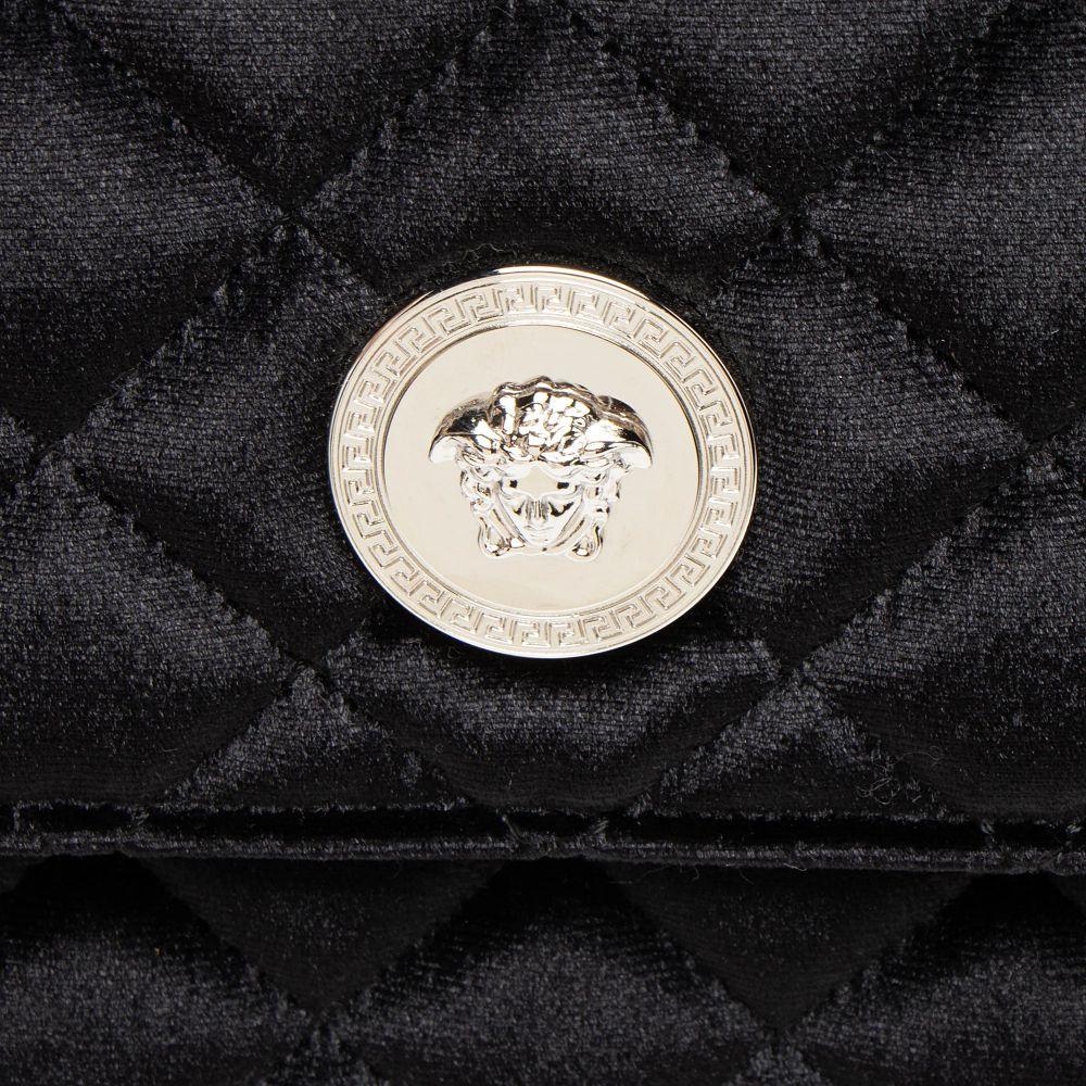 Versace Velvet Quilted Medusa Wallet On Chain - Velvet - Black