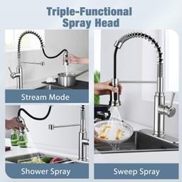 WaterSong Kitchen Sink Pull-Down Faucet WS062100BN - Stainless Steel