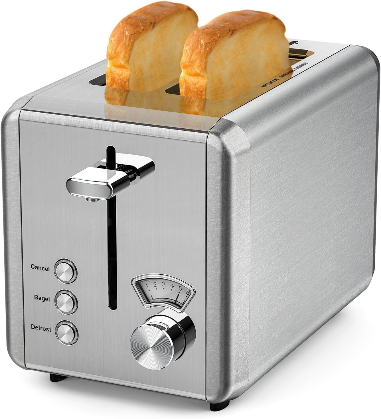 Whall  KST022GU 1.5" Wide Slot with 6 Bread Shade Setting Toaster - Stainless Steel - Excellent