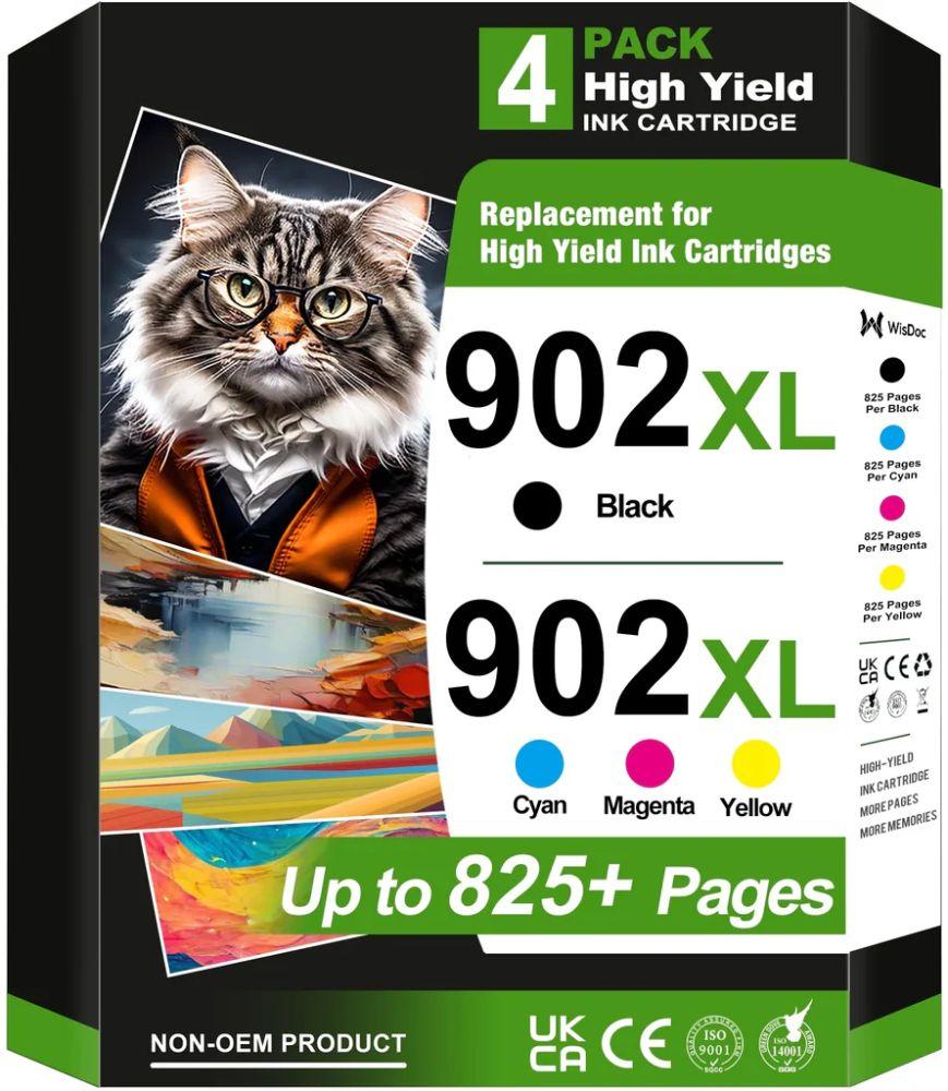 WISDOC  902XL High Yield Ink Cartridges (4 Pack) - Black/Cyan/Magenta/Yellow - Brand New