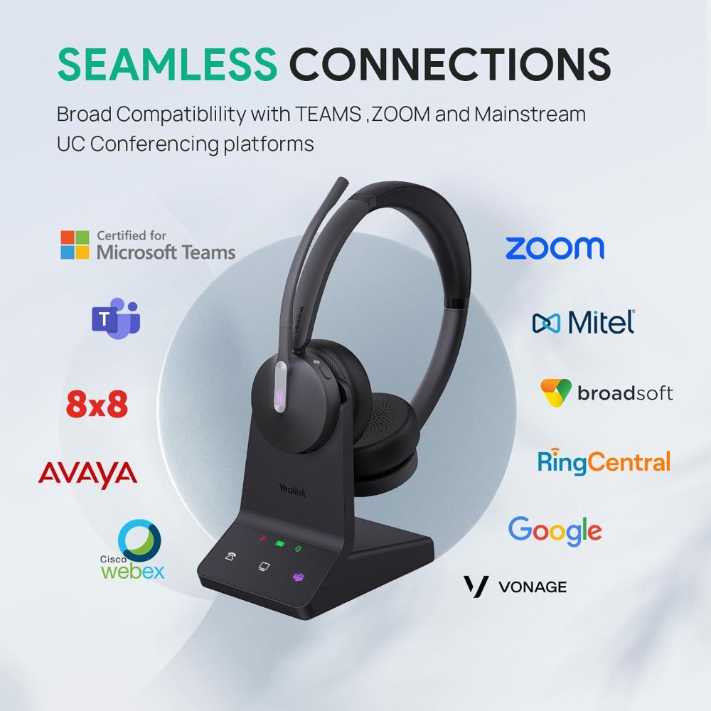 Yealink WH64 Mono DECT Wireless Headset - Black