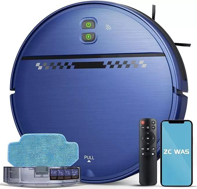 ZC WAS 2-in-1 Robot Vacuum and Mop Combo with APP - Light Blue