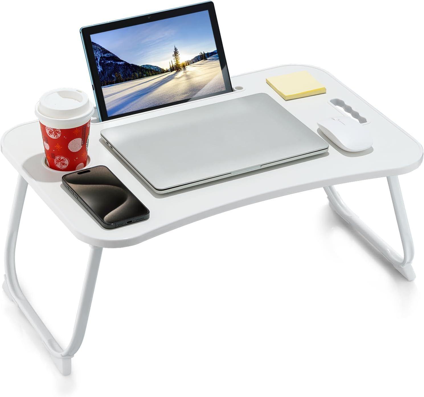 Zeaptac  Laptop Bed Desk Foldable Lap Table - White - Excellent