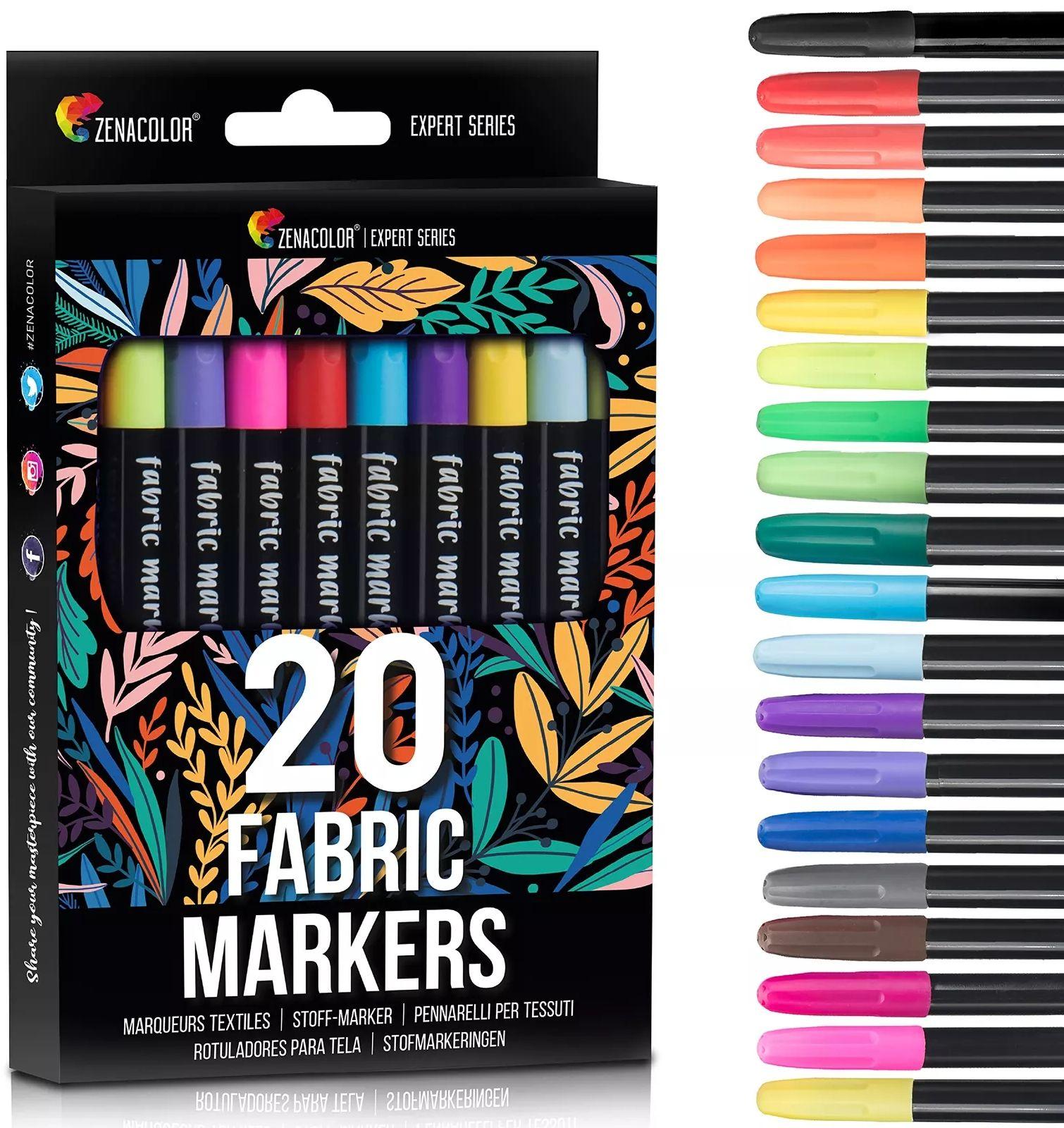 Zenacolor  20 Fabric Markers Pens Set - Multicolor - Premium