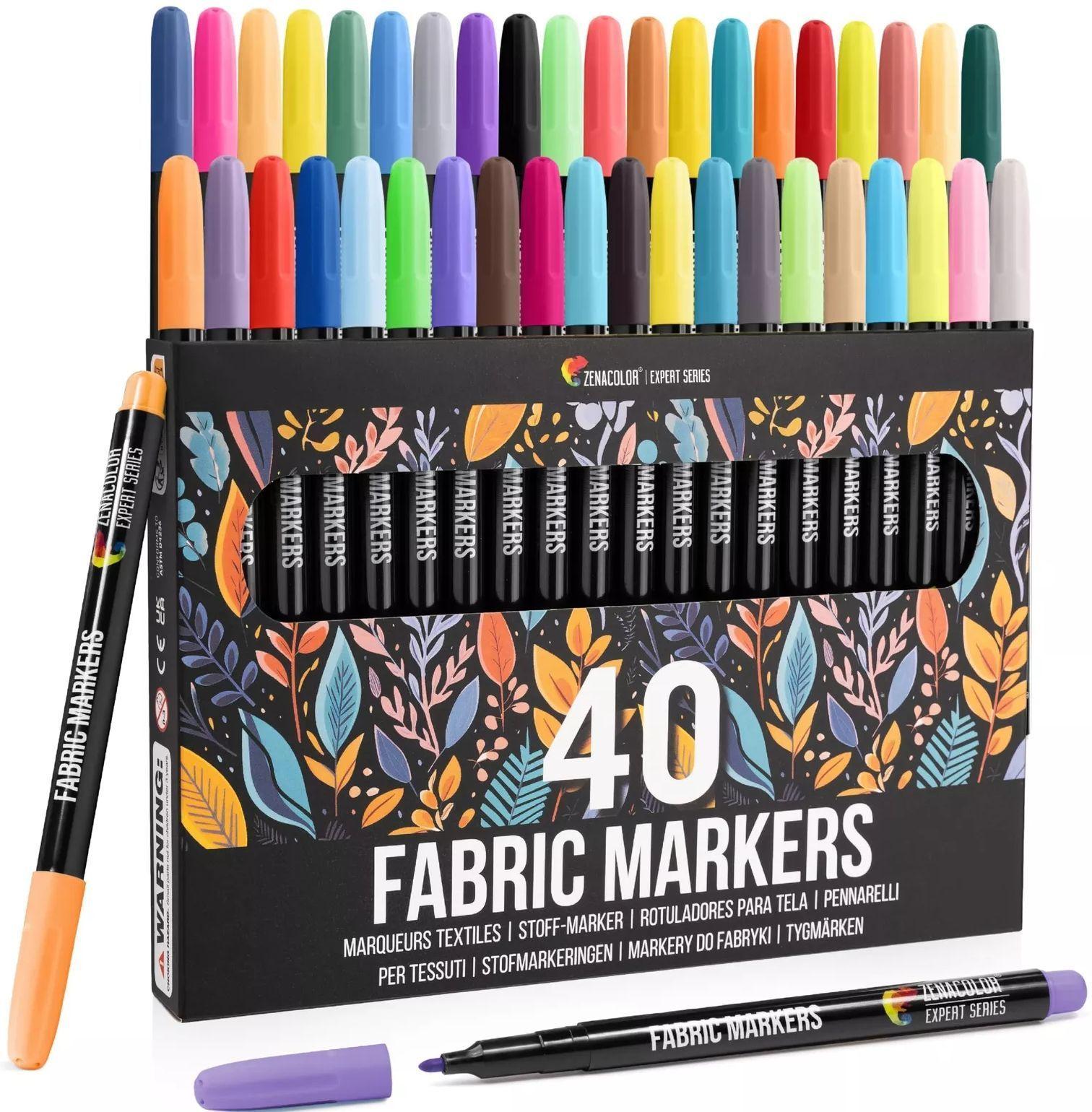 Zenacolor  40 Fabric Markers Pens Set - Multicolor - Acceptable