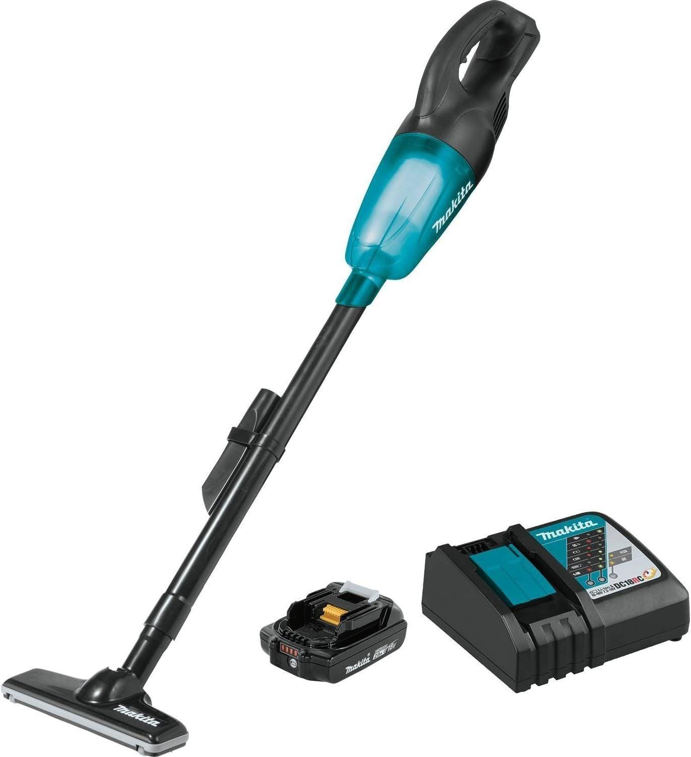 Makita  XLC02R1B 18V LXT Lithium-Ion Compact Cordless Vacuum Kit - Black/Teal - Excellent