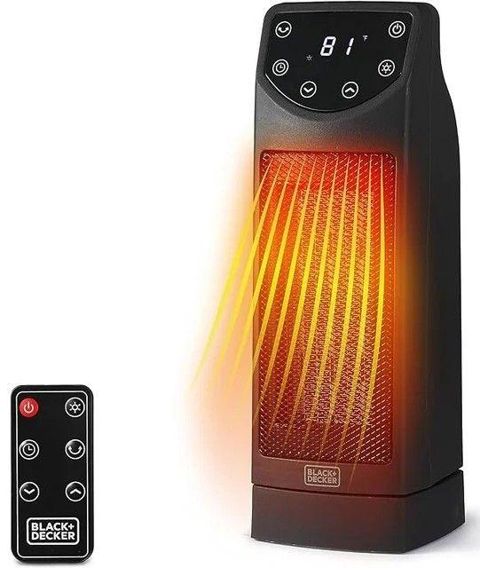 BLACK+DECKER  BHT907R Oscillating Ceramic Desktop Heater with Remote in Black in Excellent condition