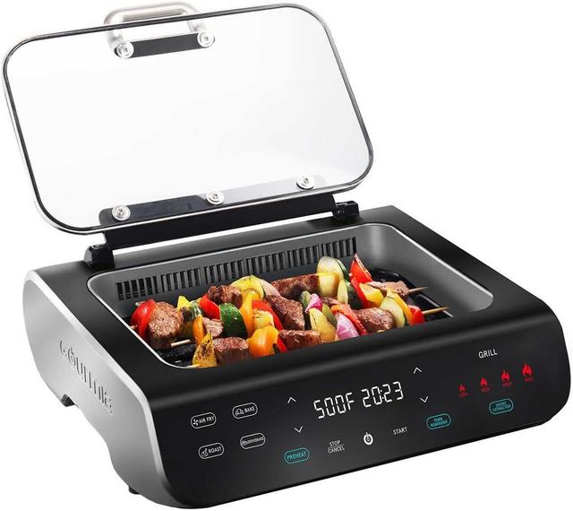 Gourmia  FoodStation 5-in-1 Smokeless Grill & Air Fryer with Smoke-Extracting Technology in Black in Excellent condition