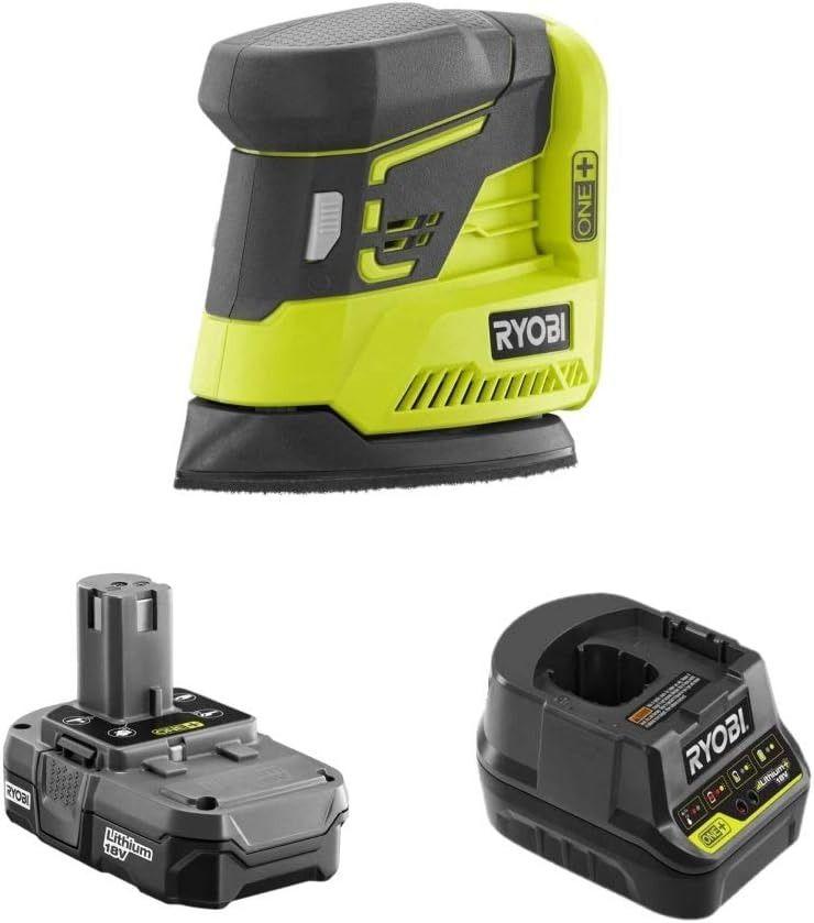 RYOBI  18-Volt Corner Cat Finish Sander with Battery and Charger Kit - Black/Green - Excellent