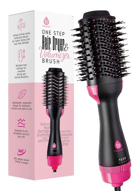 Pursonic  TCA1900 One Step Hair Dryer and Volumizer Brush - Black/Pink - Excellent