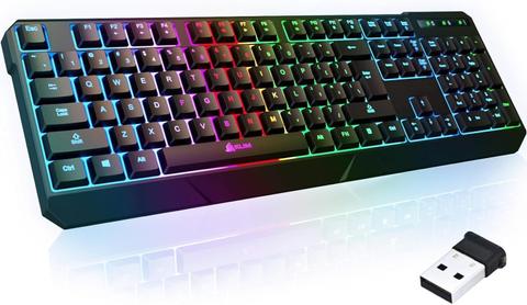 KLIM  Chroma Rechargeable Wireless Gaming Keyboard - Black - Excellent