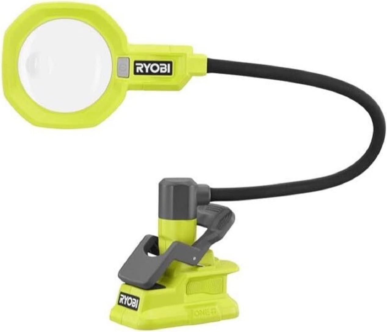 RYOBI  ONE+ PCL664 18V Cordless LED Magnifying Clamp Light Kit with Battery and Charger - Black/Green - Excellent