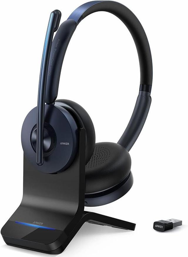 Anker  PowerConf H700 Bluetooth Headset Mic Charging Stand in Blue in Excellent condition