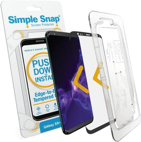 Simple Snap  3D Edge-to-Edge Tempered Glass Screen Protector for Galaxy S9+ - Clear - Brand New