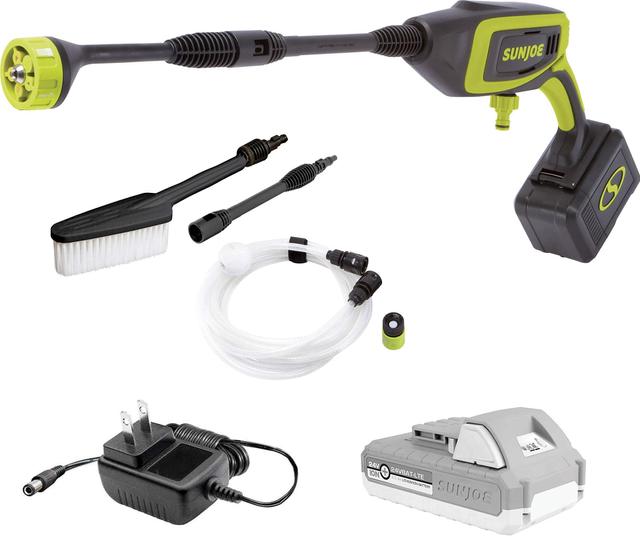 Sun Joe  24V-PP350-LTE 24-Volt iON+ Power Cleaner Kit Includes Siphon Hose | Utility Brush | Battery and Charger  in Green in Excellent condition