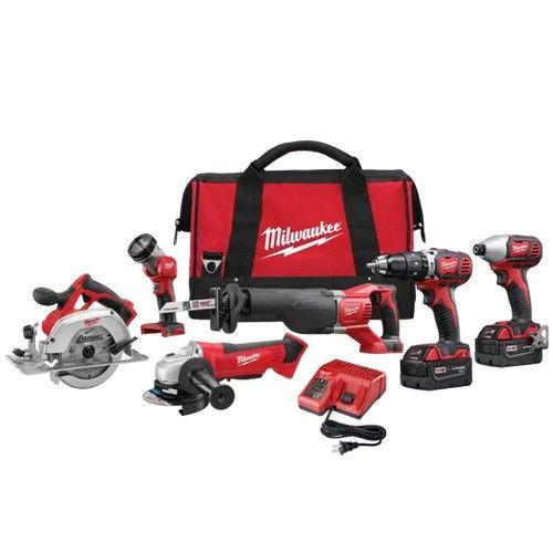 Milwaukee  2696-26 M18™ Cordless 6-Tool Combo Kit in Red/Black in Excellent condition