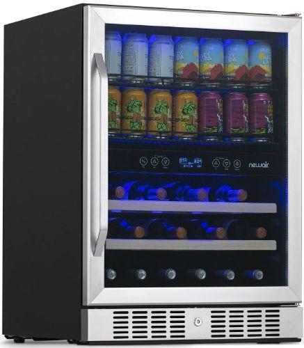 Newair  24” Built-in Dual Zone 20 Bottle and 70 Can Wine and Beverage Fridge AWB-400DB - Stainless Steel - Pristine