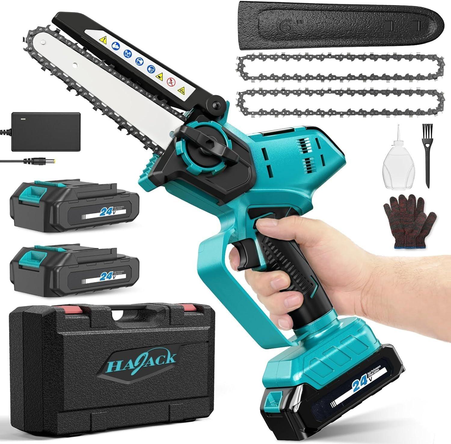 Hajack  6" Mini Electric Chainsaw (NY199) - Teal/Black - Excellent