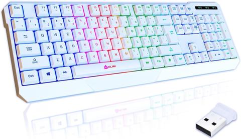 KLIM  Chroma Rechargeable Wireless Gaming Keyboard - White - Acceptable