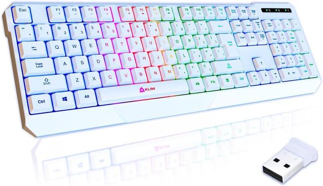 KLIM  Chroma Rechargeable Wireless Gaming Keyboard in White in Acceptable condition