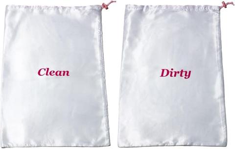 TUFFGUY 2 Travel Essentials Satin Garment bag with Locking Drawstring Closure - White - Excellent