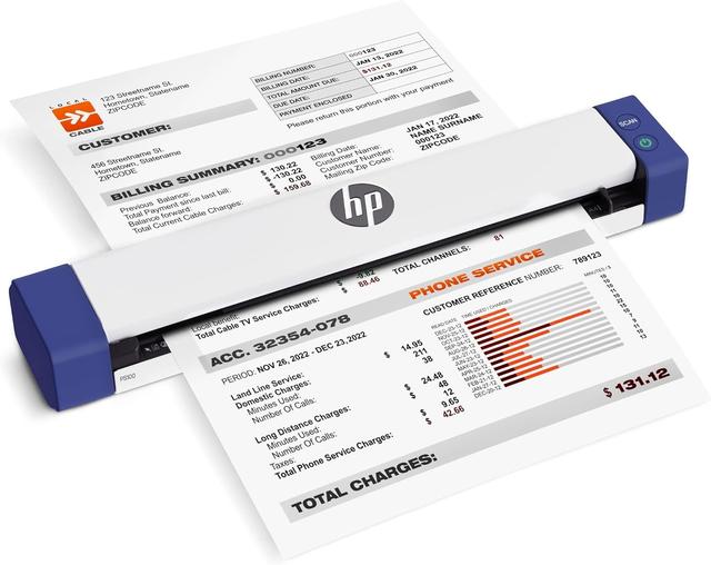 HP  HPPS100 USB Document & Photo Scanner for Portable 1-Sided Sheetfed Digital Scanning in White in Acceptable condition