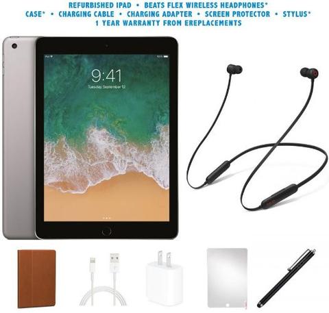 Apple  iPad 5 (2017) Beats Flex BUNDLE SET - 128GB - Space Grey - WiFi - 9.7 Inch - Excellent